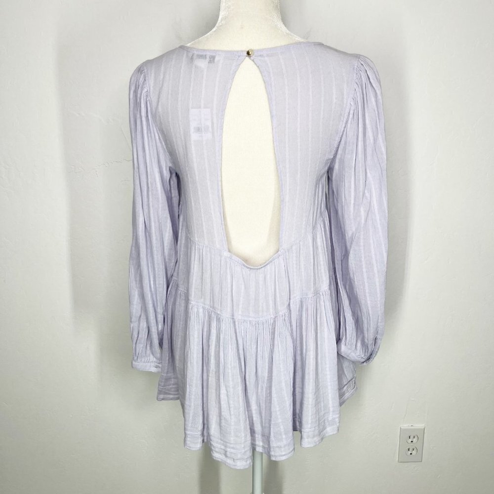 NWT American Eagle Babydoll tiered open Back Boho Bohemian lilac top Size XS - Picture 6 of 10